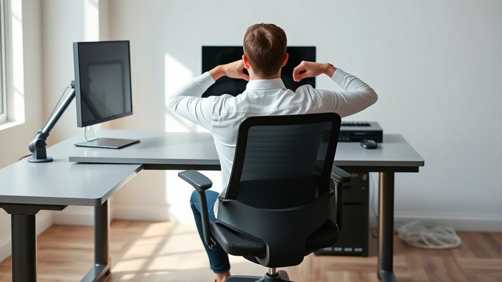 adjust monitor and chair