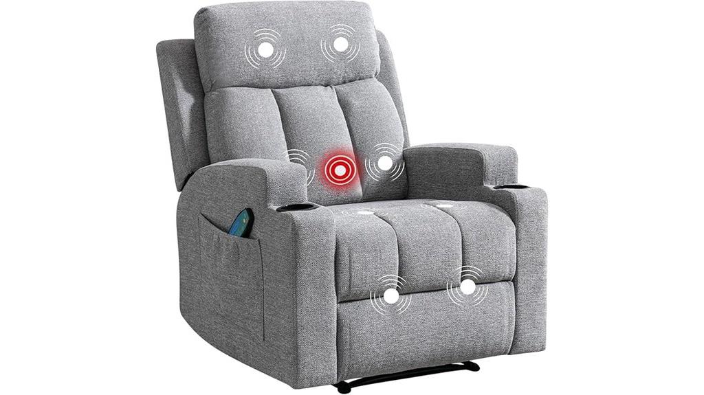 recliner with massage heat