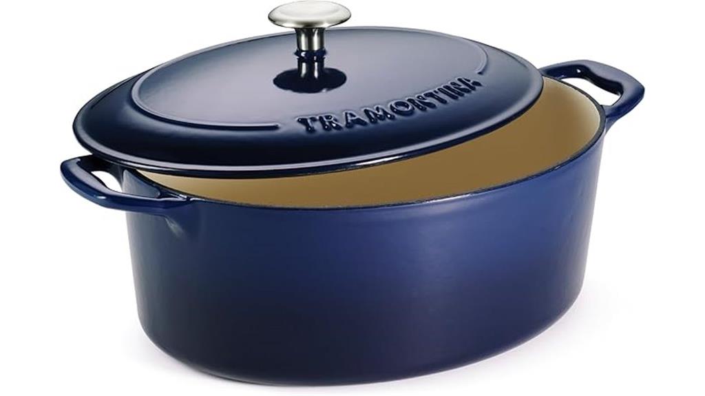 blue 7 quart enameled dutch oven