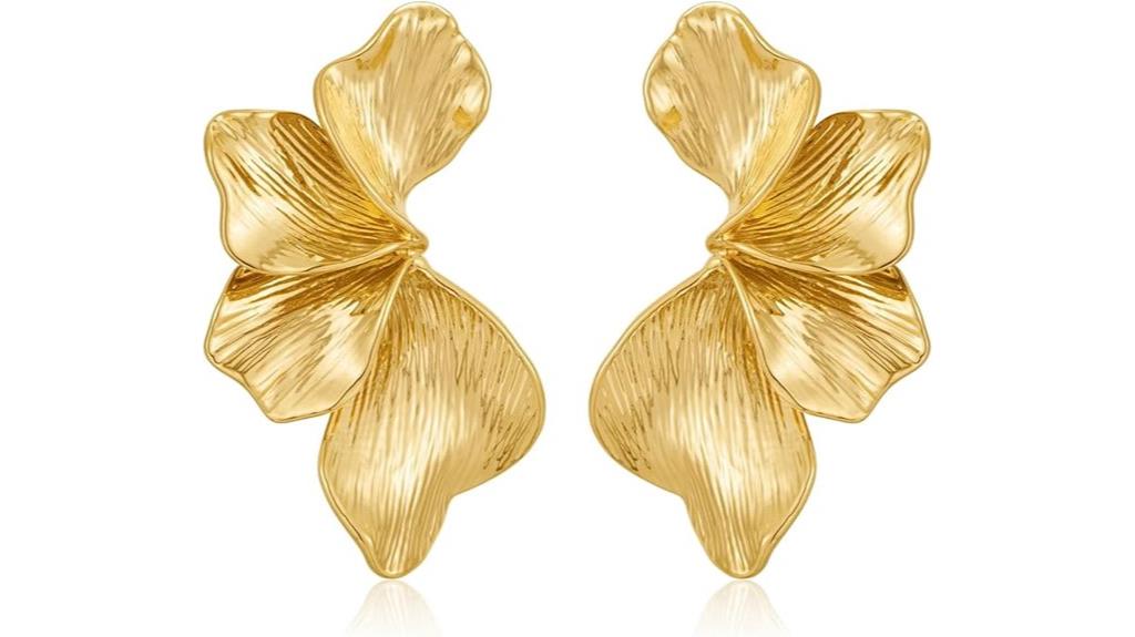 bold gold floral earrings