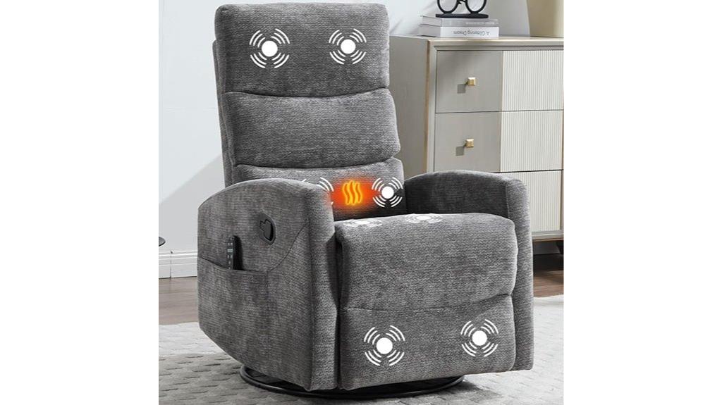 compact heated swivel recliner