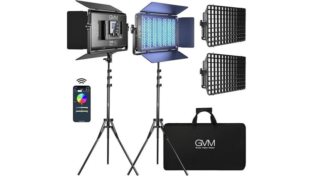 dual rgb led softbox lights