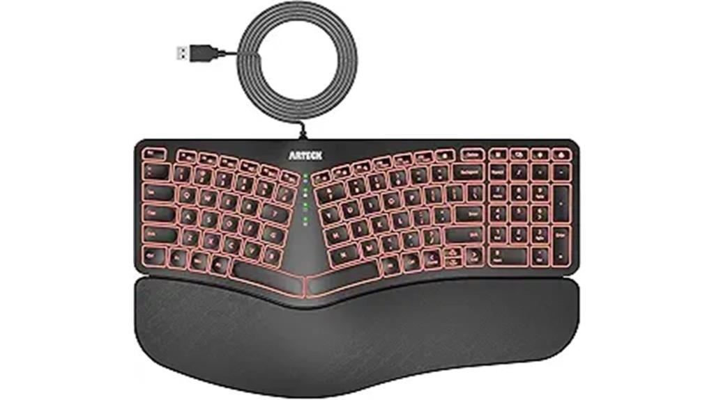 ergonomic backlit wired keyboard