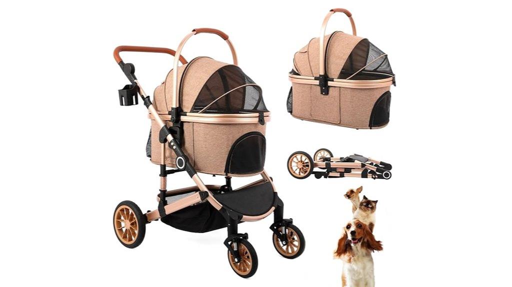 foldable pet stroller with wheels