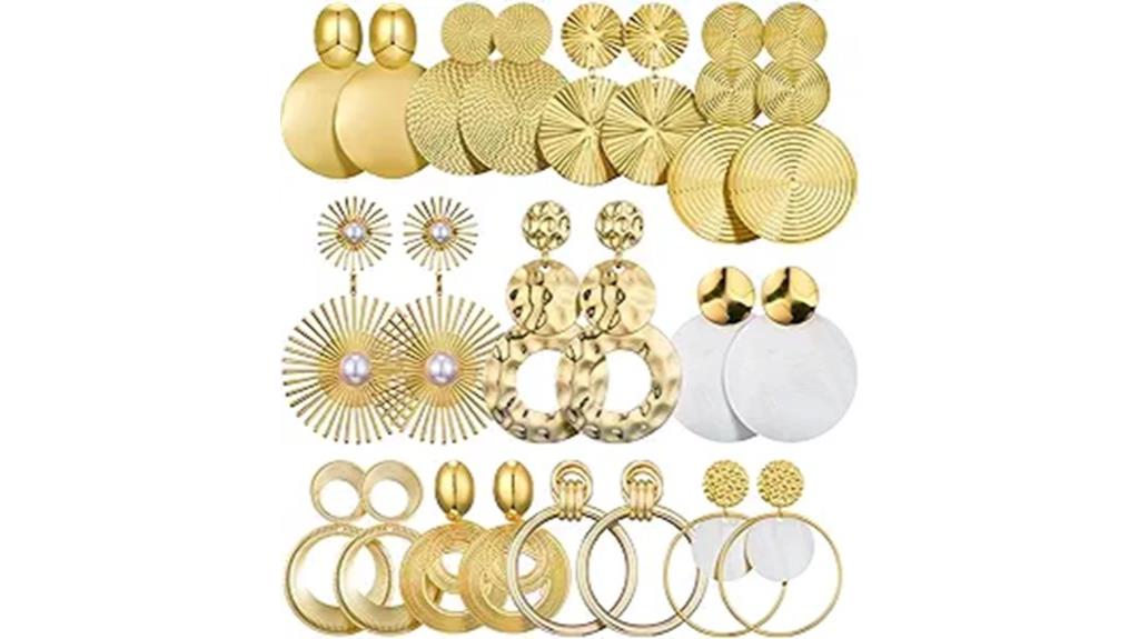 gold hammered statement earrings