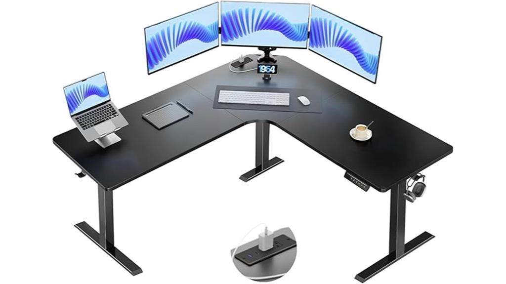 large l shaped adjustable desk