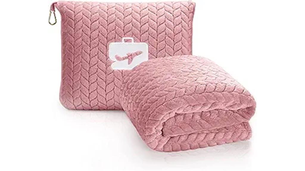 light pink travel blanket