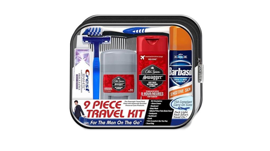 men s 9 piece travel toiletry kit