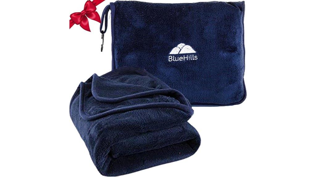 navy blue travel blanket