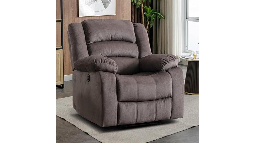 overstuffed fabric recliner