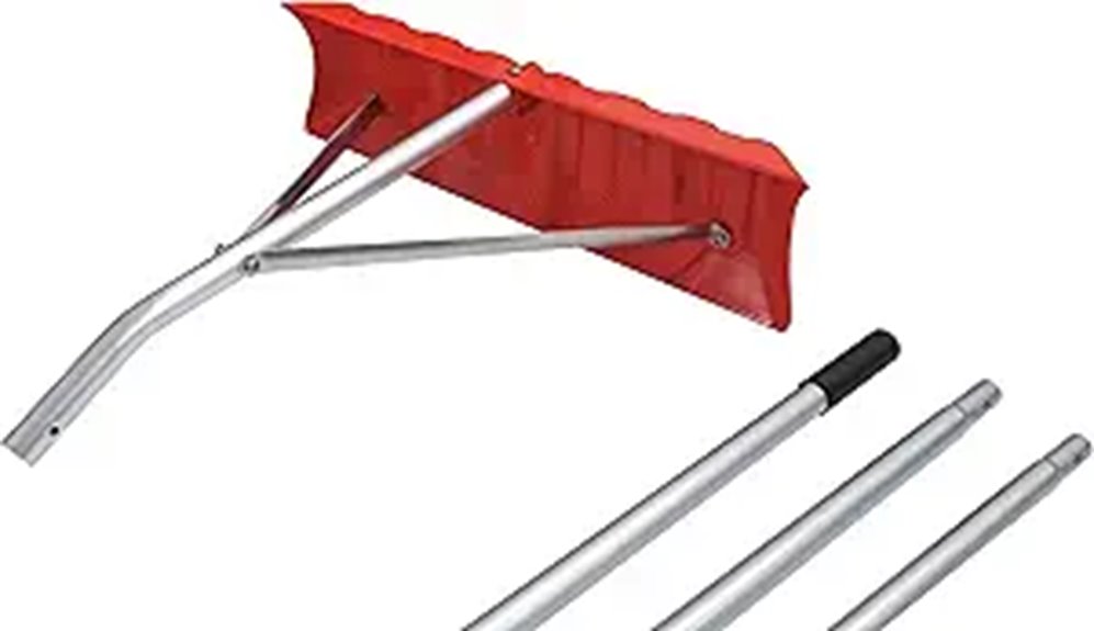 red 21 foot roof rake