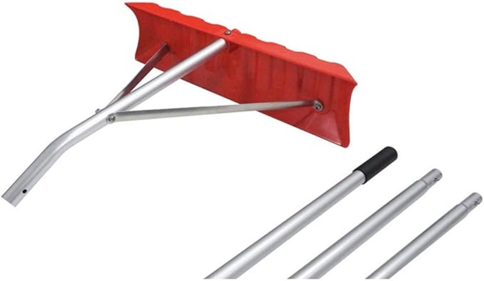 red poly roof rake