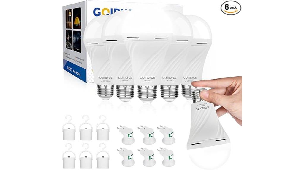 six pack rechargeable led bulbs