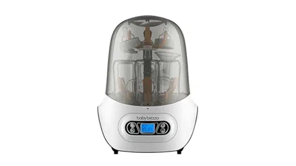 sterilizes and dries baby bottles