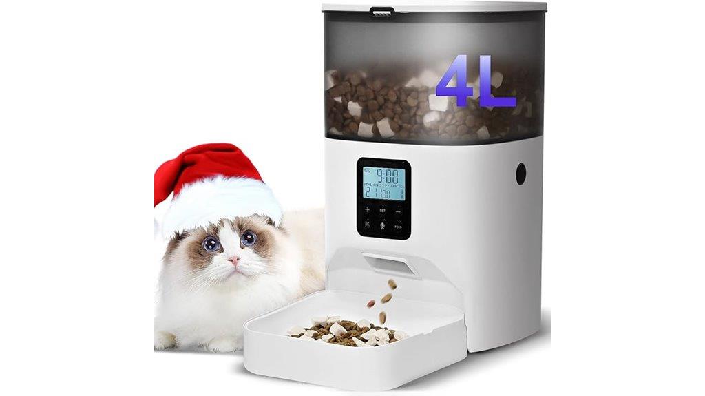 timed white cat feeder