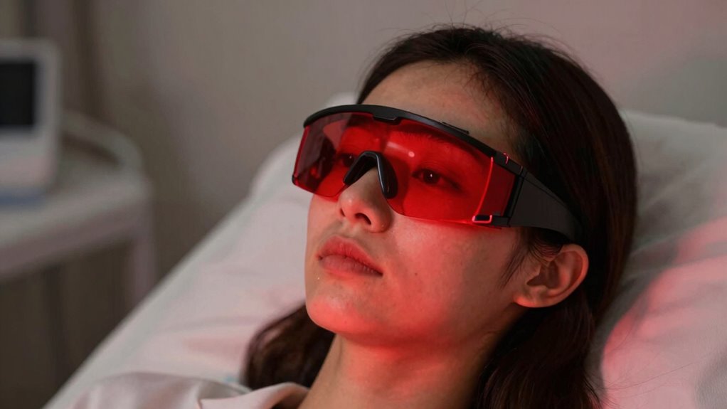 wear protective red light goggles